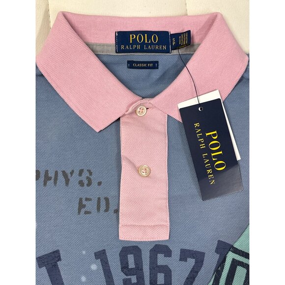 POLO RALPH LAUREN Men's Classic Fit Graphic Mesh Polo Shirt Small, Patchwork - Picture 5 of 5